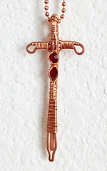 excaliber-sword pendant with ruby cubic zirconia rhinestones